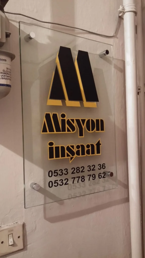 İstanbul kapı giriş cam tabelası fiyat ve montajı - Garant Cam